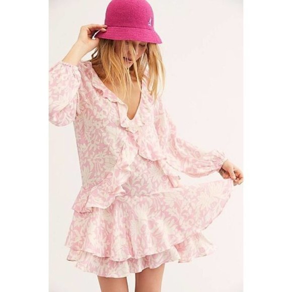 Free People Rebecca Floral Ruffle Mini Dress. M, S - Picture 2 of 11